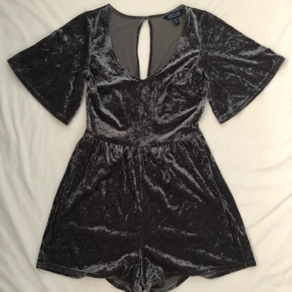 Dark Green Velvet Romper